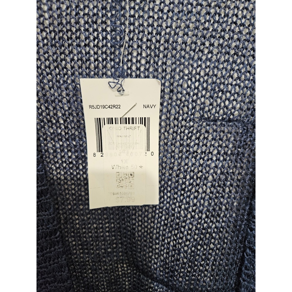 Rabbit Rabbit Rabbit Womens Navy Blue Open Knit Cardigan Sweater 1X R5JD19C42R22 - Picture 3 of 5
